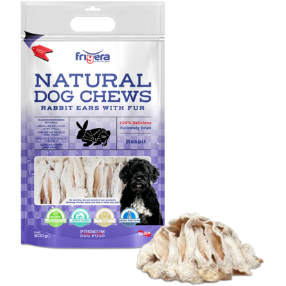 Natural Dog Chews | Kaninøre m. hår 500g